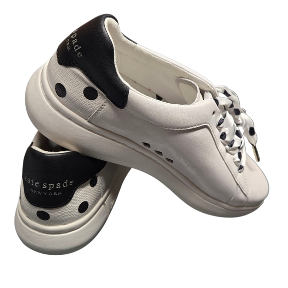 Kate Spade White and Black Polka Dot Sneakers 8B - Picture 3 of 10